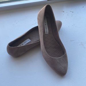 Nude, Suede flats. Gently worn, size 7.5